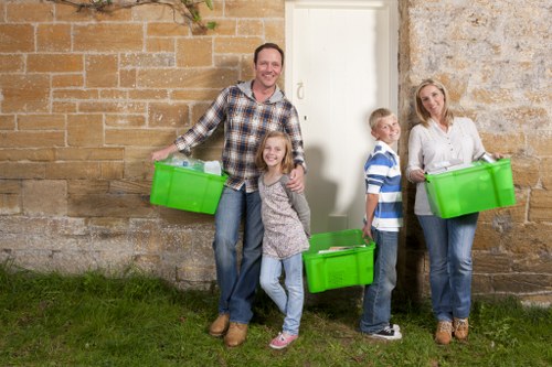 Professional rubbish removal team at work